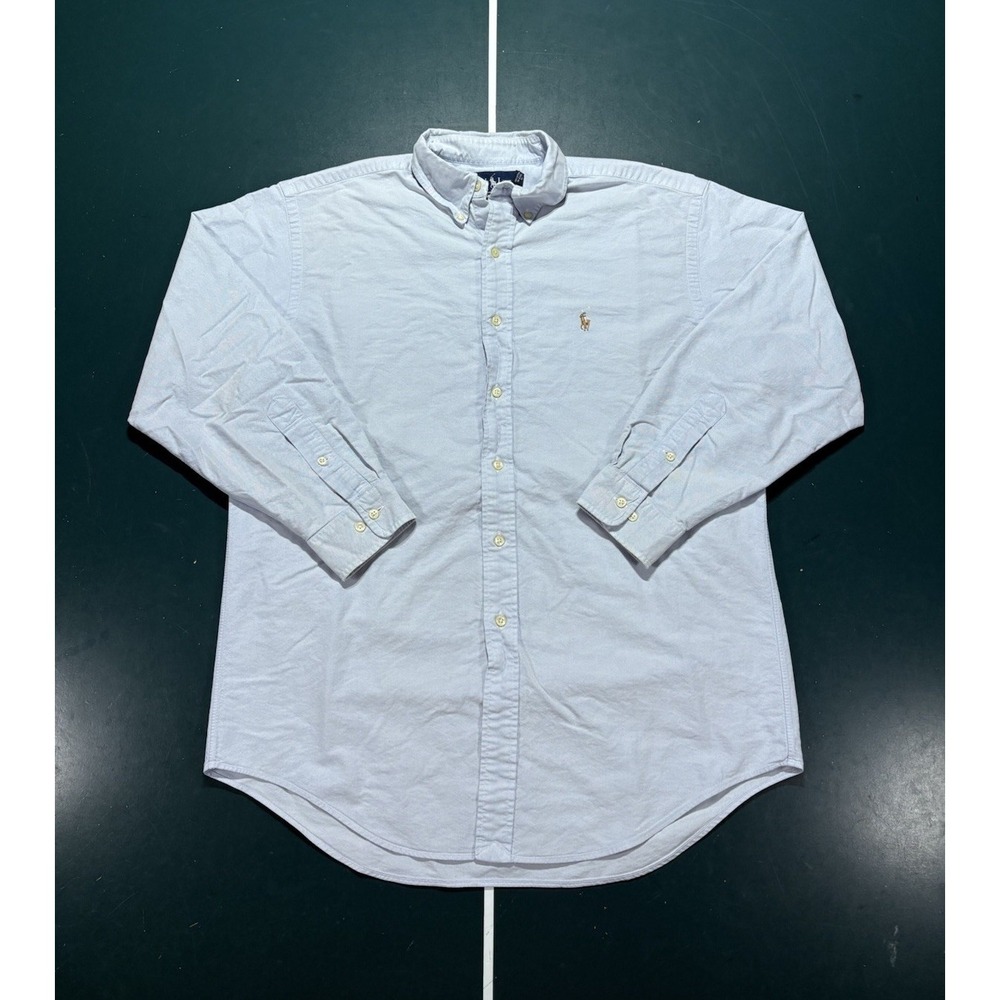 Vintage Ralph Lauren Oxford Button Up Shirt Size 16 32/33 Sky Blue Long Sleeve